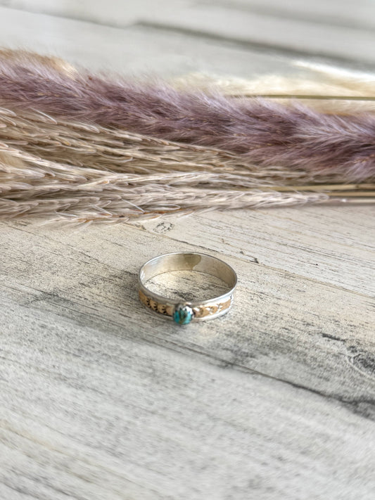 Native American Sterling & Gold Kingman Ring 13