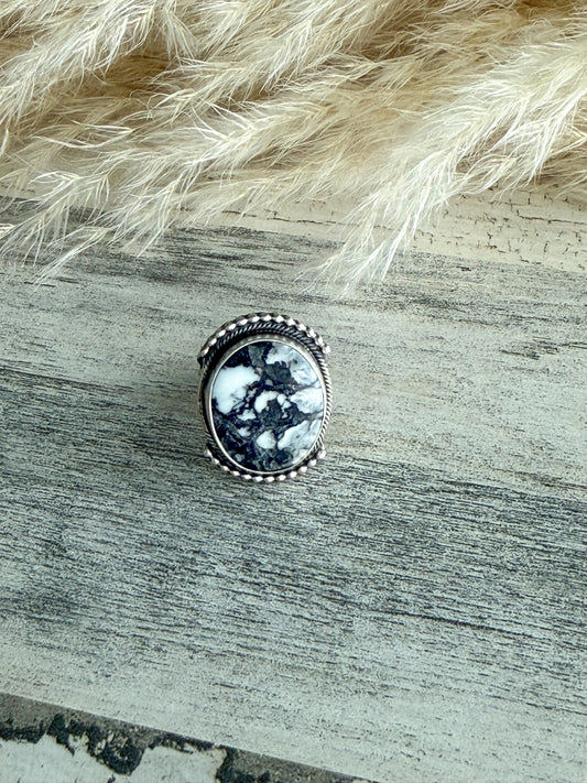 Native American White Buffalo Ring 6.5