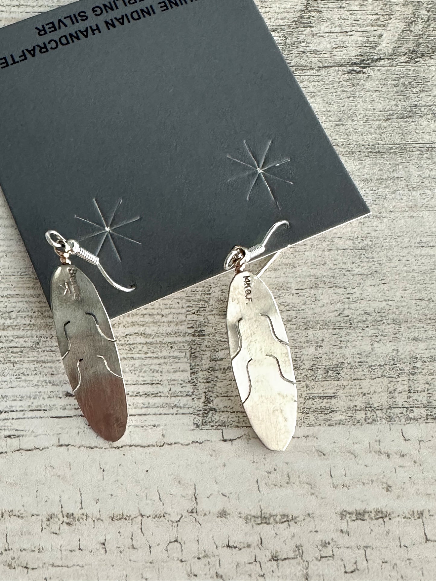 Native Made Silver & 14K Gold Leaf Earrings