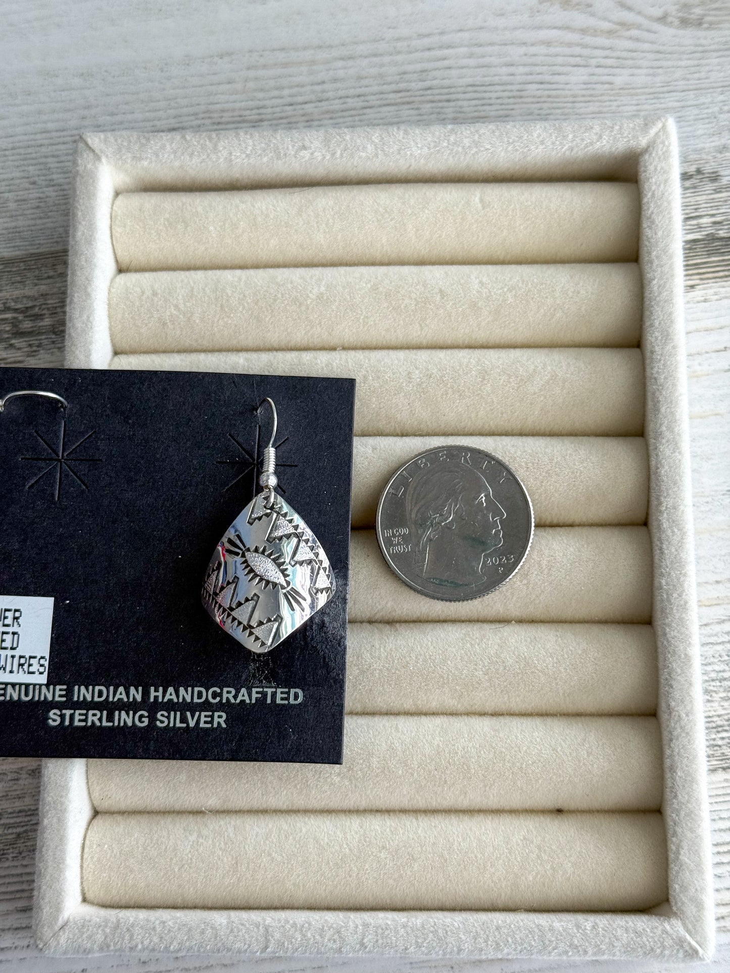 Native American Sterling Stamped & Etched Dangles