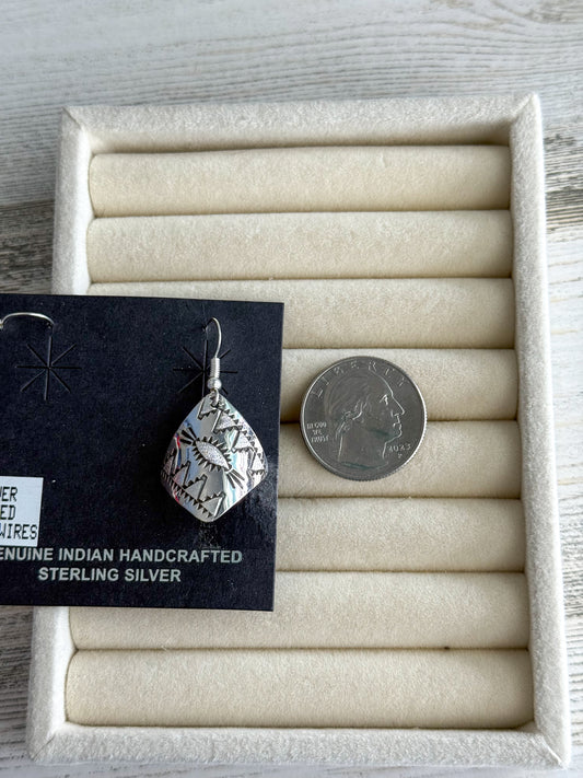 Native American Sterling Stamped & Etched Dangles