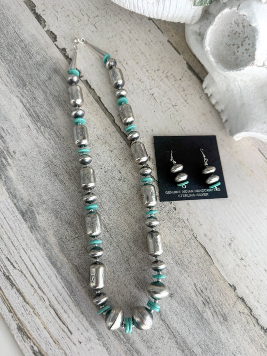 Native American Navajo Pearls 20" & Turquoise Set