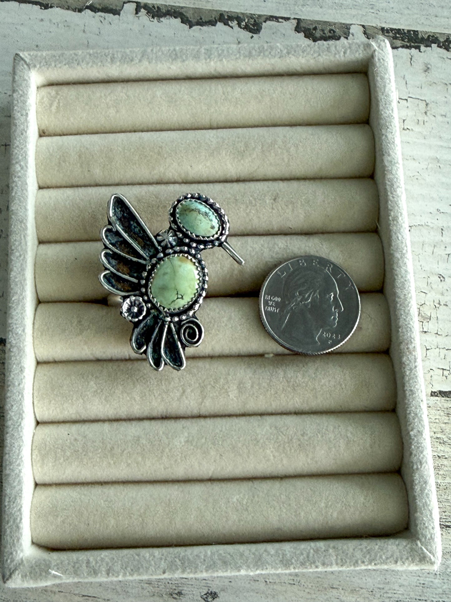 Native American Sonoran Gold Hummingbird Adjustable Ring