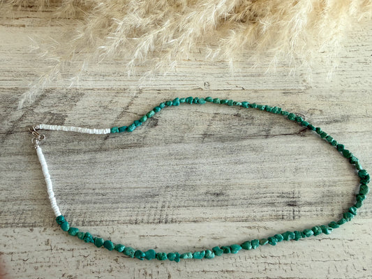 Native American Kingman Nugget Heishi Necklace 23"