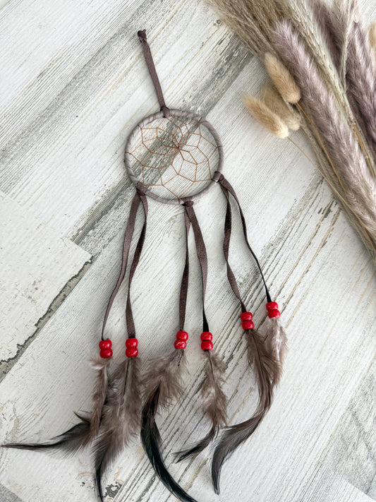 Native American 3" Dreamcatcher Gray/Brown