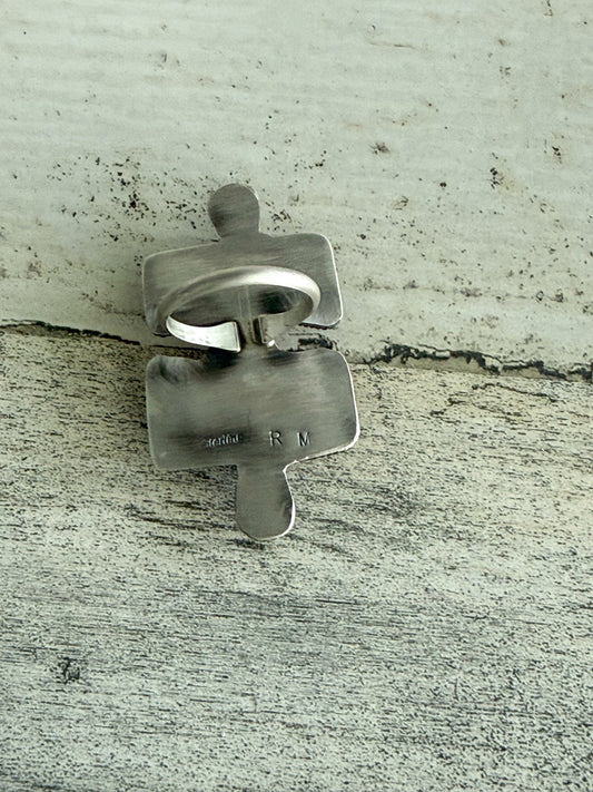 Native American Puzzle Piece Turquoise Ring 7.75