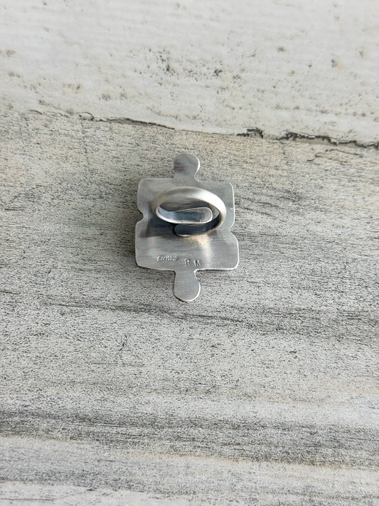 Native American Puzzle Piece Turquoise Adjustable Ring