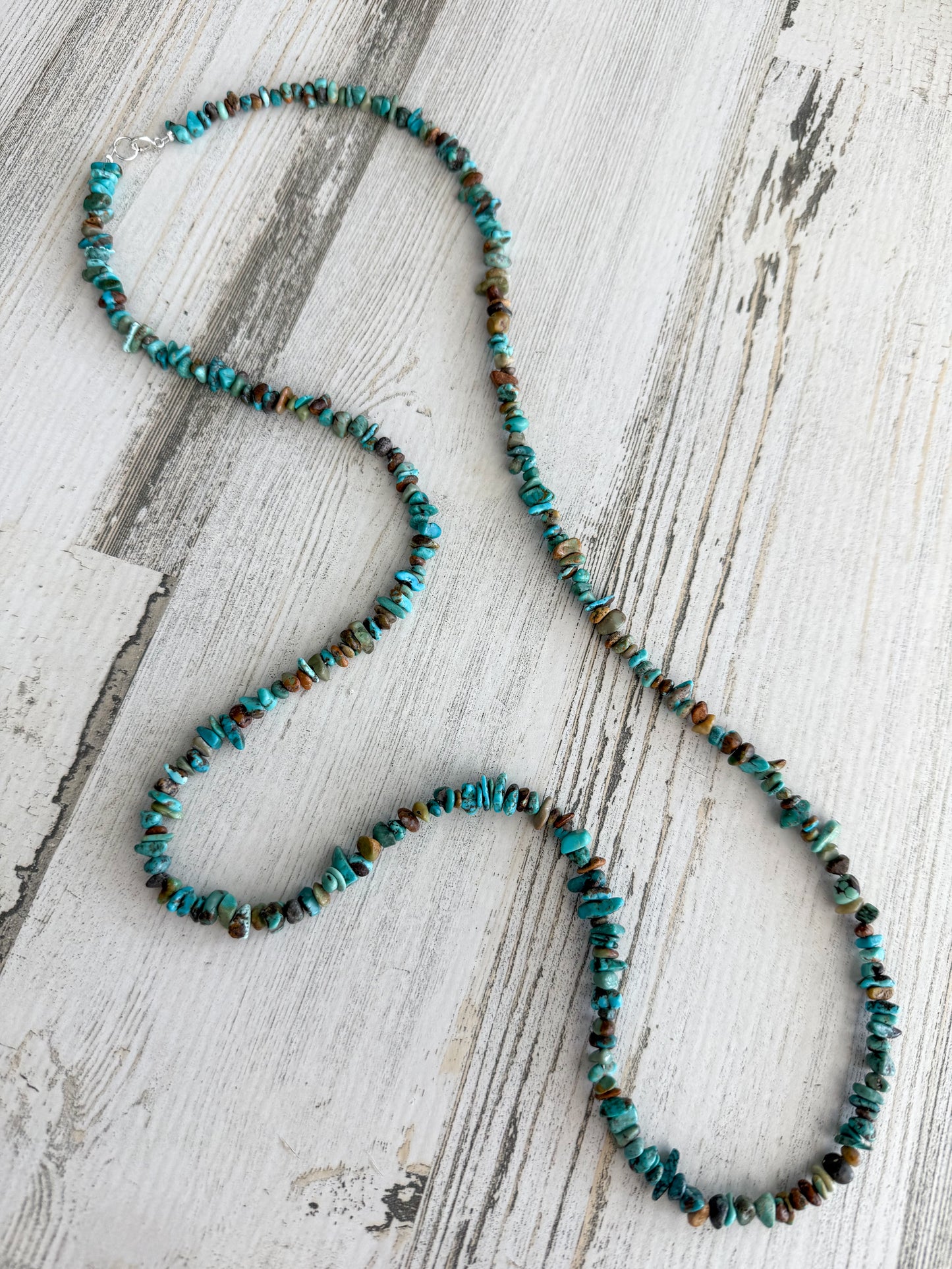 Native American Turquoise Nugget Necklace 38"