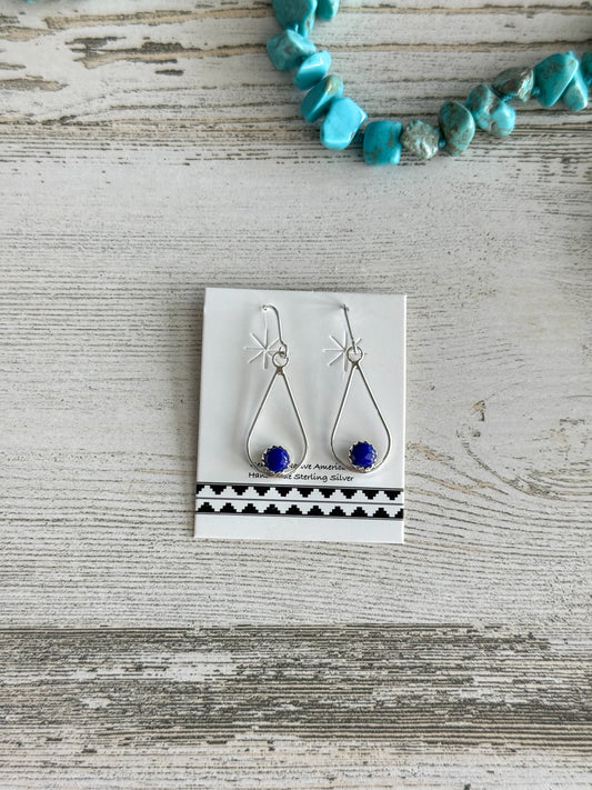 Native American Lapis Tear Drop Earrings