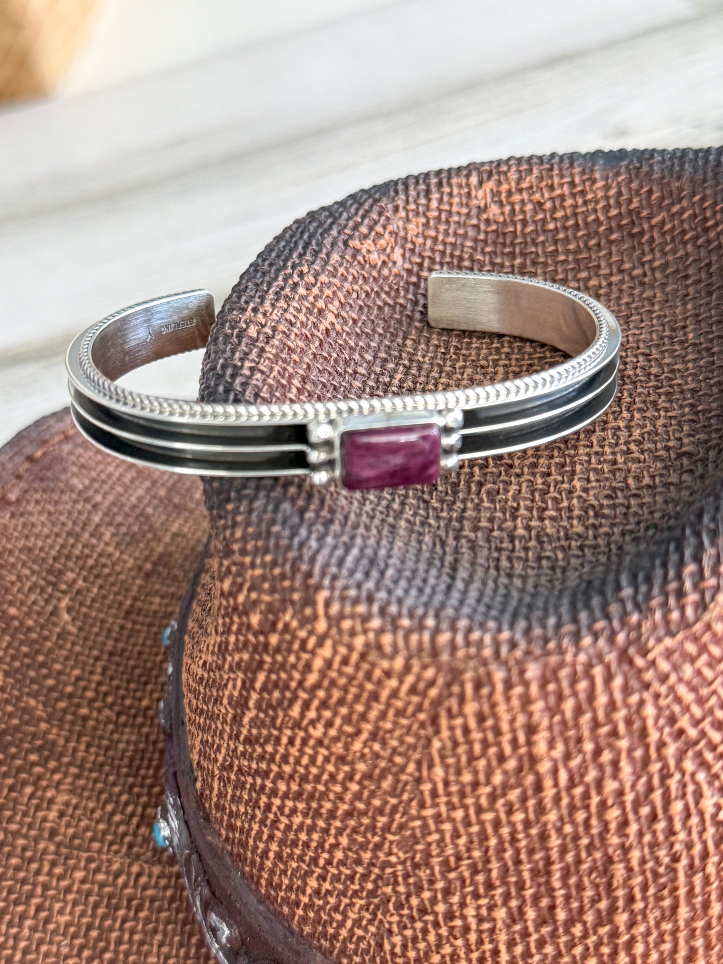 Native American Purple Spiny Sterling Cuff 6.75"