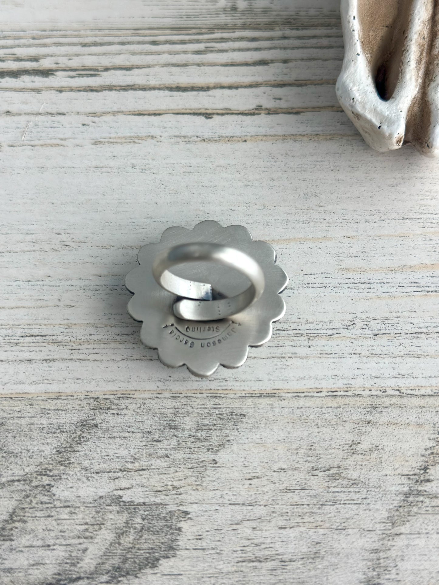 Native Made #8 Turquoise SS Adjustable Ring