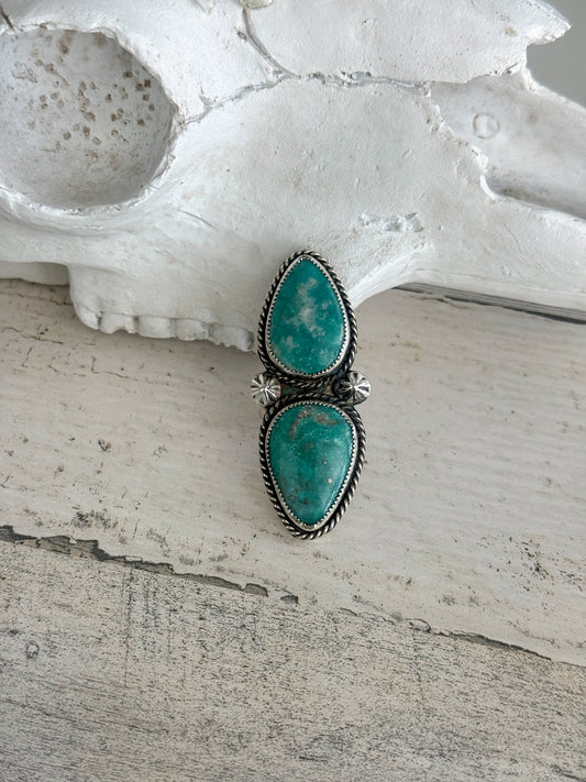 Native American 2 Sonoran Blue Stone Adjustable Ring