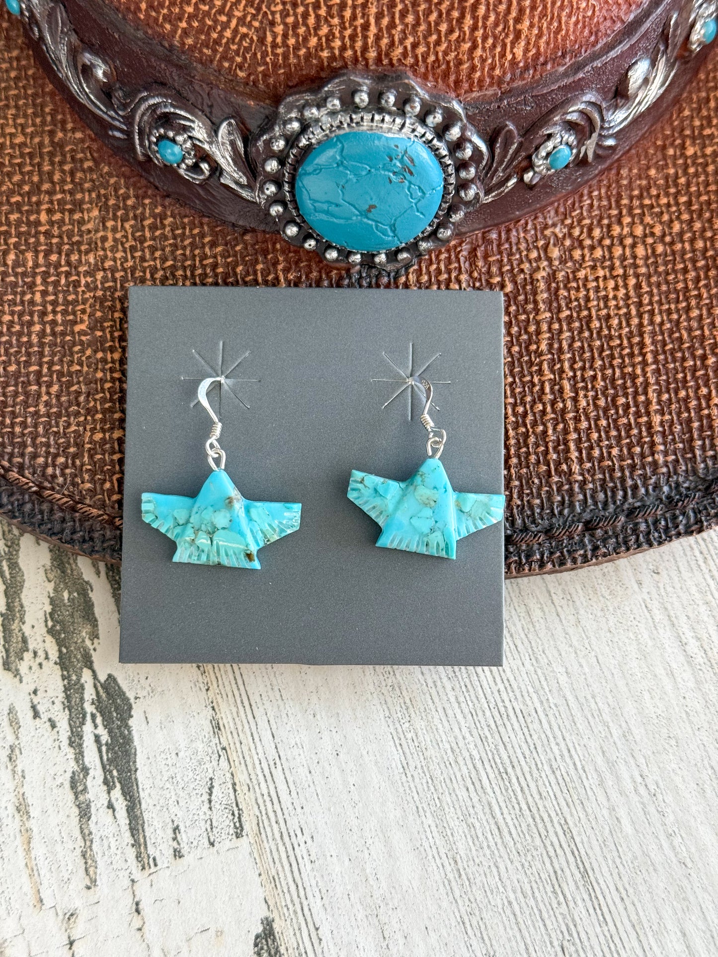 Native American Turquoise Thunderbird Earrings