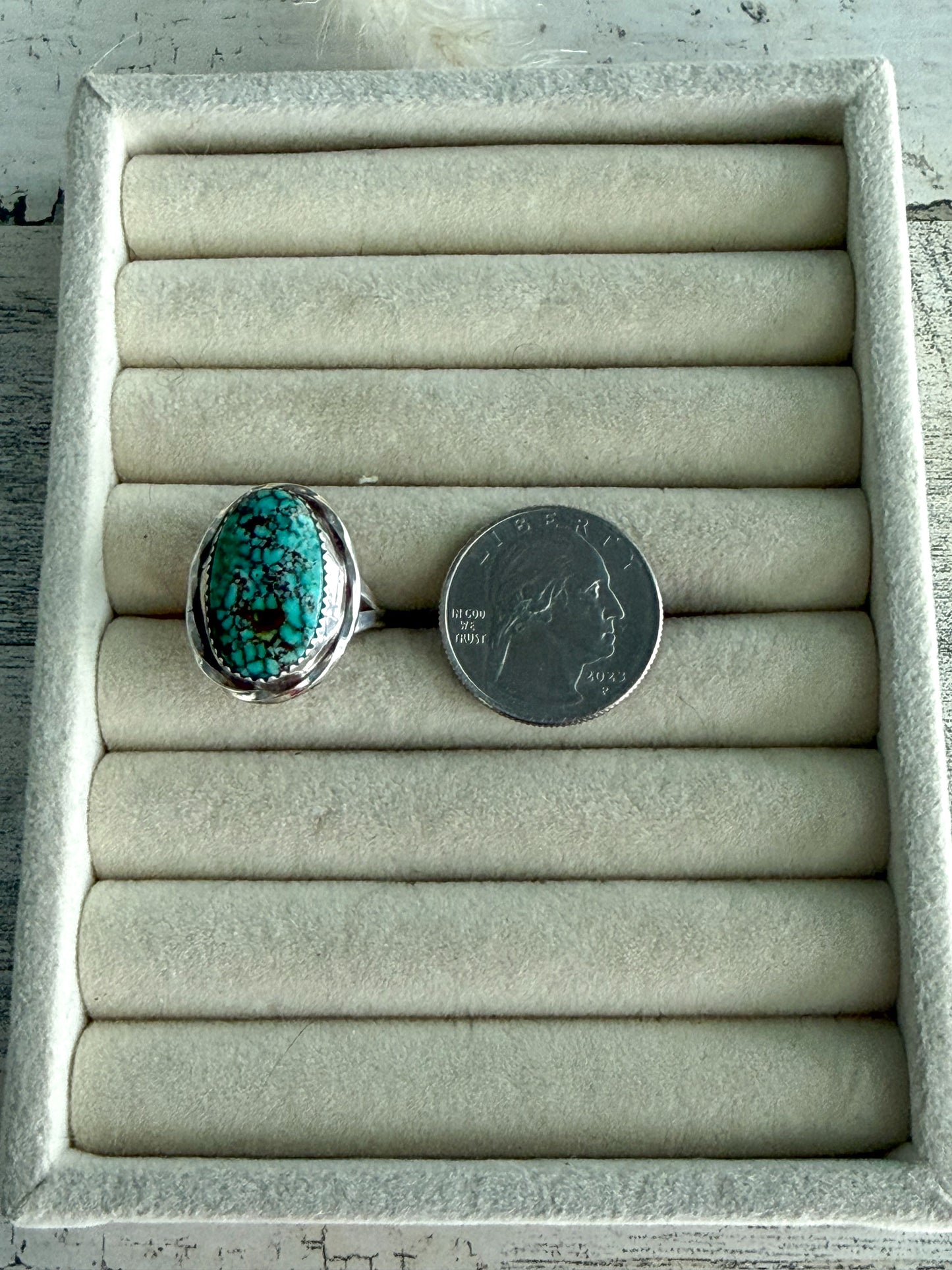 Native American Patagonia Turquoise Ring 8.75