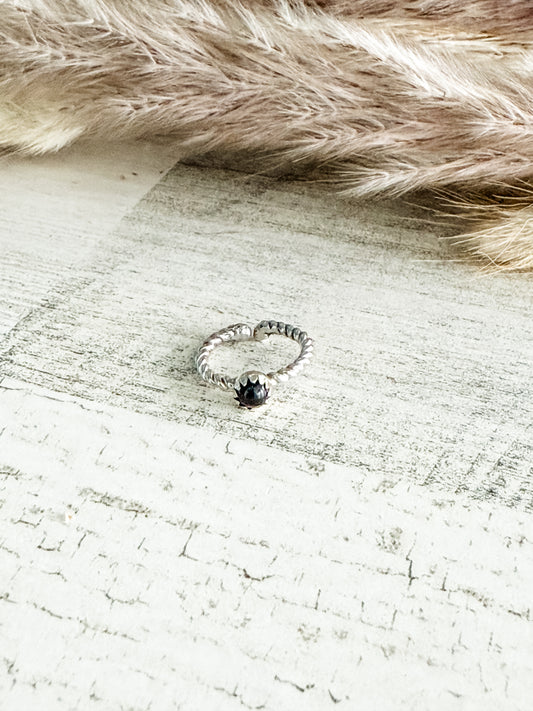 Native American Black Onyx Adjustable Toe/Pinky Tip Ring
