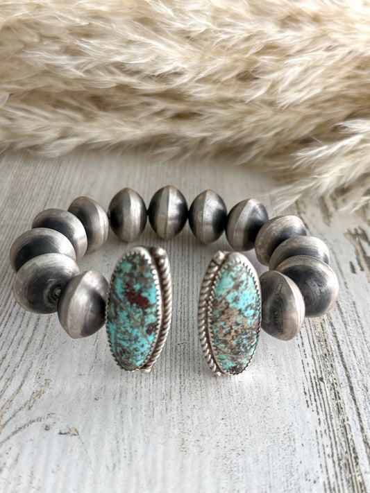 Native American Navajo Pearls & Royston Turquoise Cuff