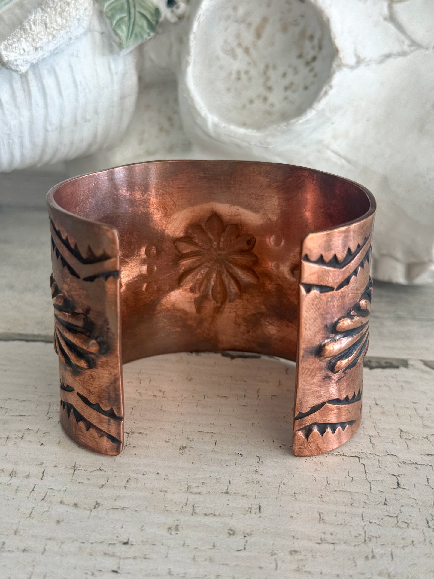 Native American Copper Stamped Cuff 7"