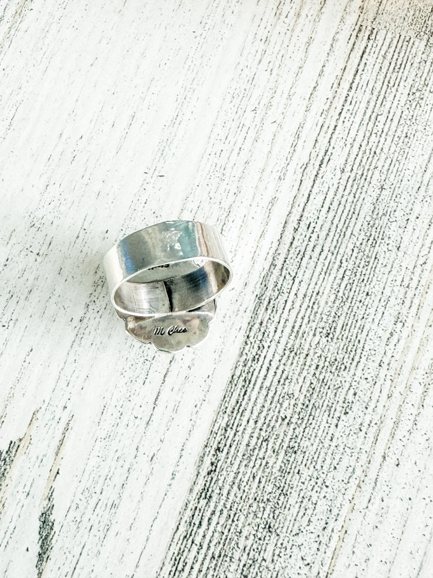 Native American Turquoise Stamped Ring 8
