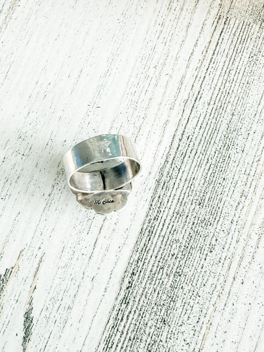 Native American Turquoise Stamped Ring 8