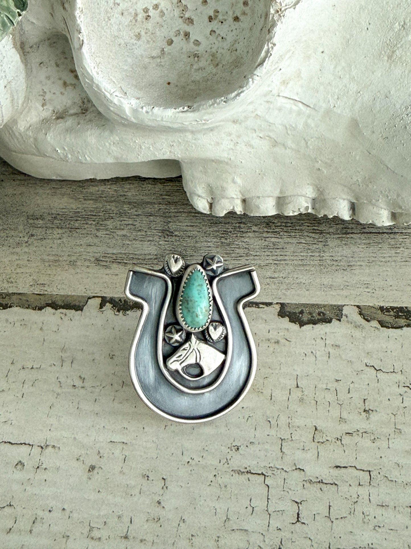 Native American Turquoise Horseshoe Ring 8.25