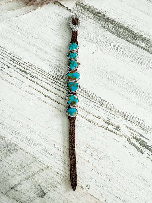 Native American Turquoise & Leather Bracelet