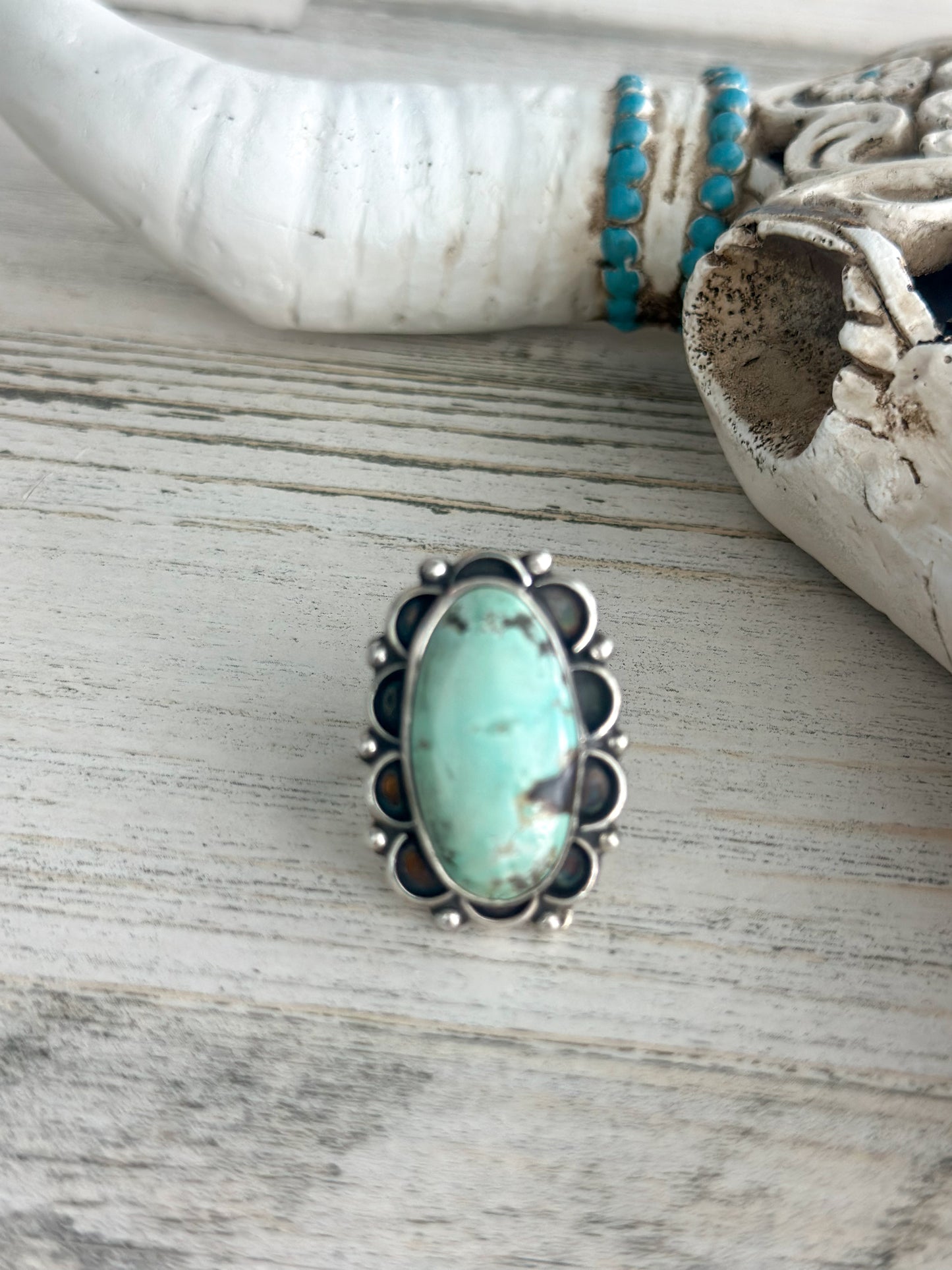 Native Made Emerald Valley Turquoise Ring Size 9