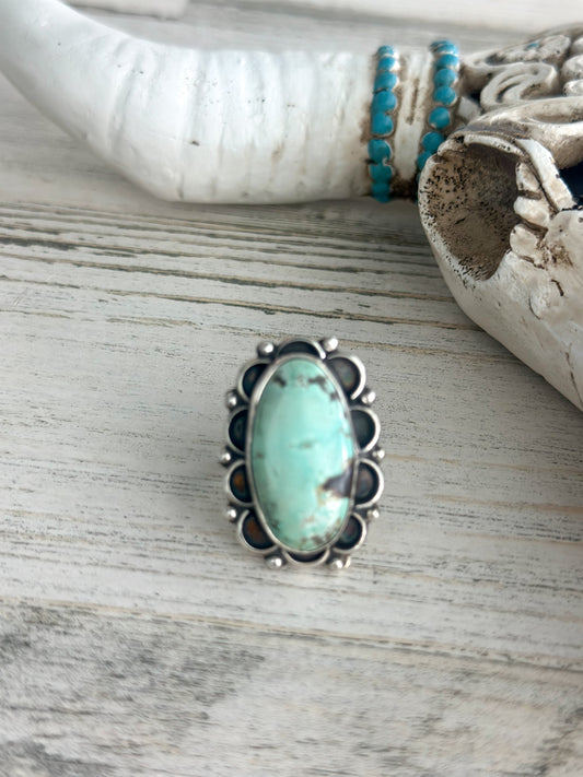 Native Made Emerald Valley Turquoise Ring Size 9