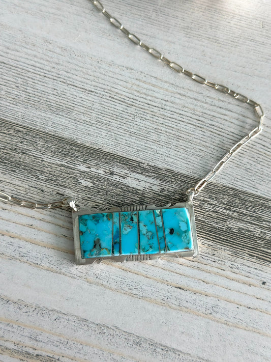 Native Made Sleeping Beauty Sterling Silver Necklace 18"