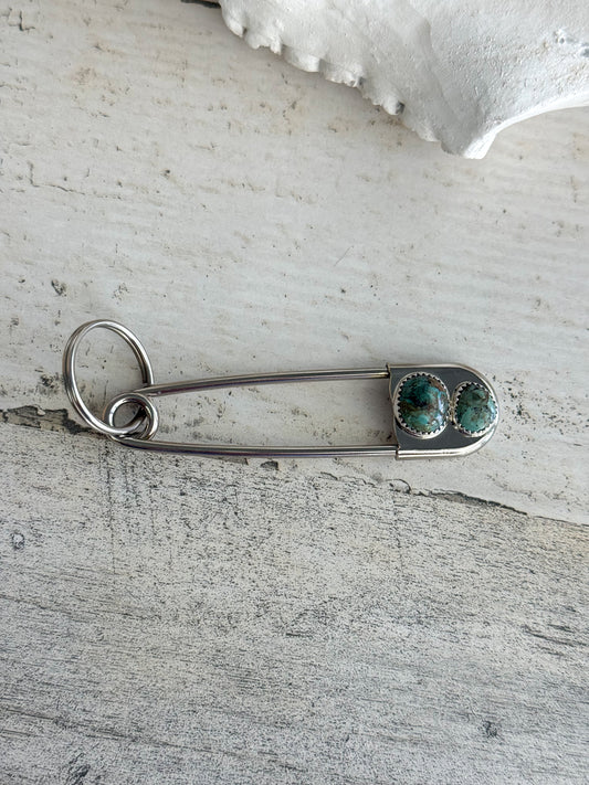 Native American Turquoise Safety Pin Keychain