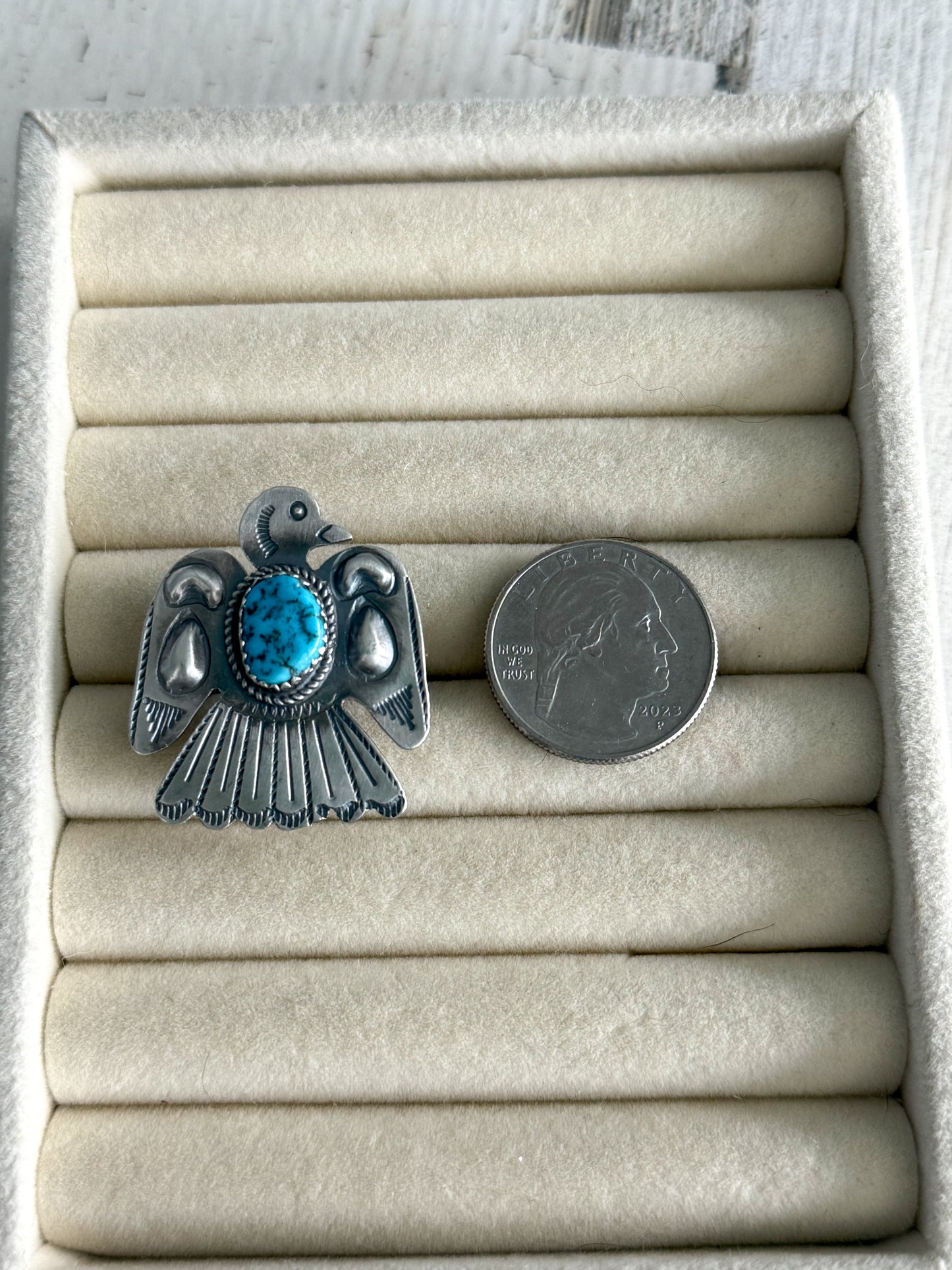 Native American Turquoise Thunderbird Adjustable Ring