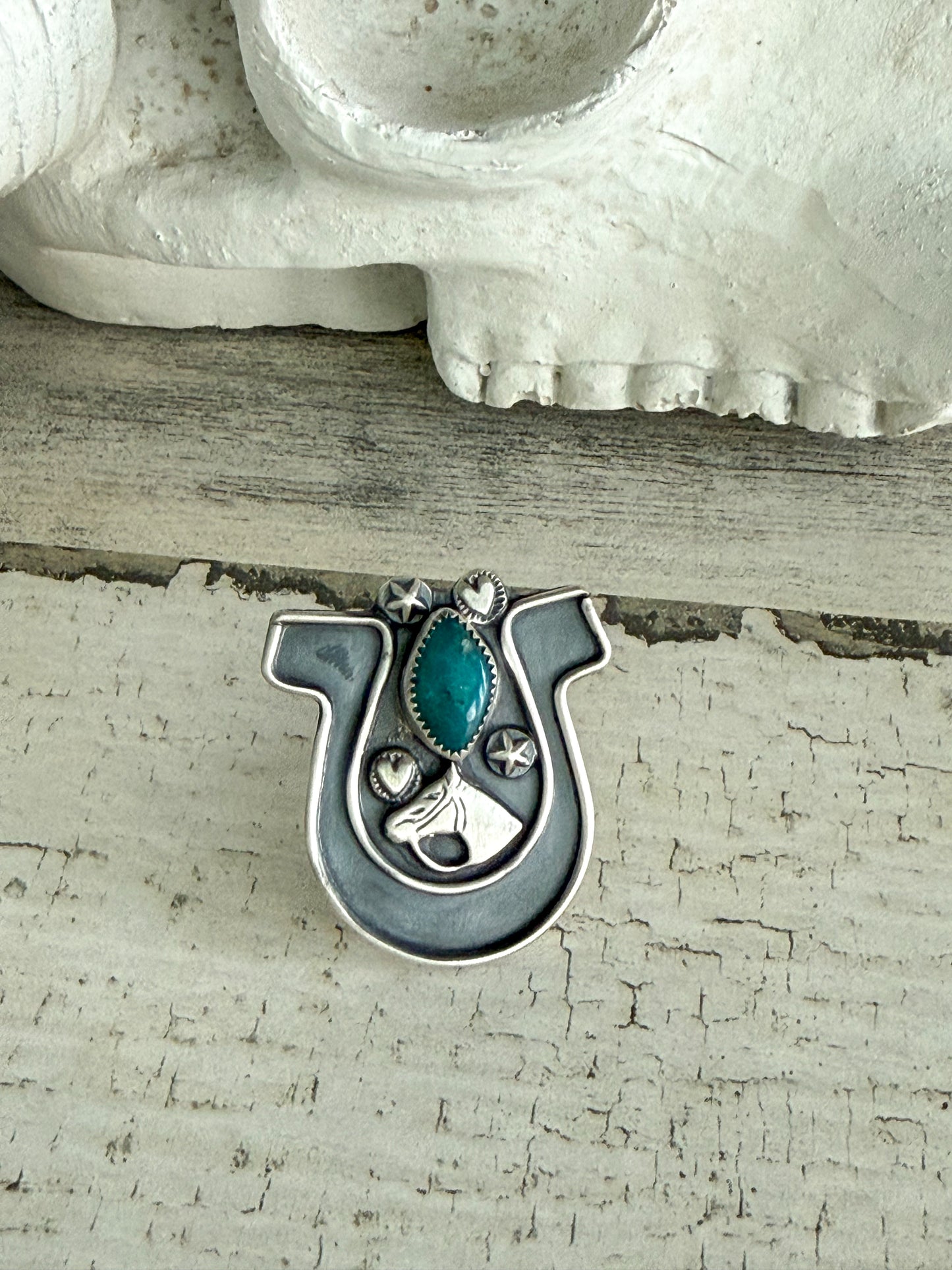Native American Turquoise Horseshoe Ring 9.5