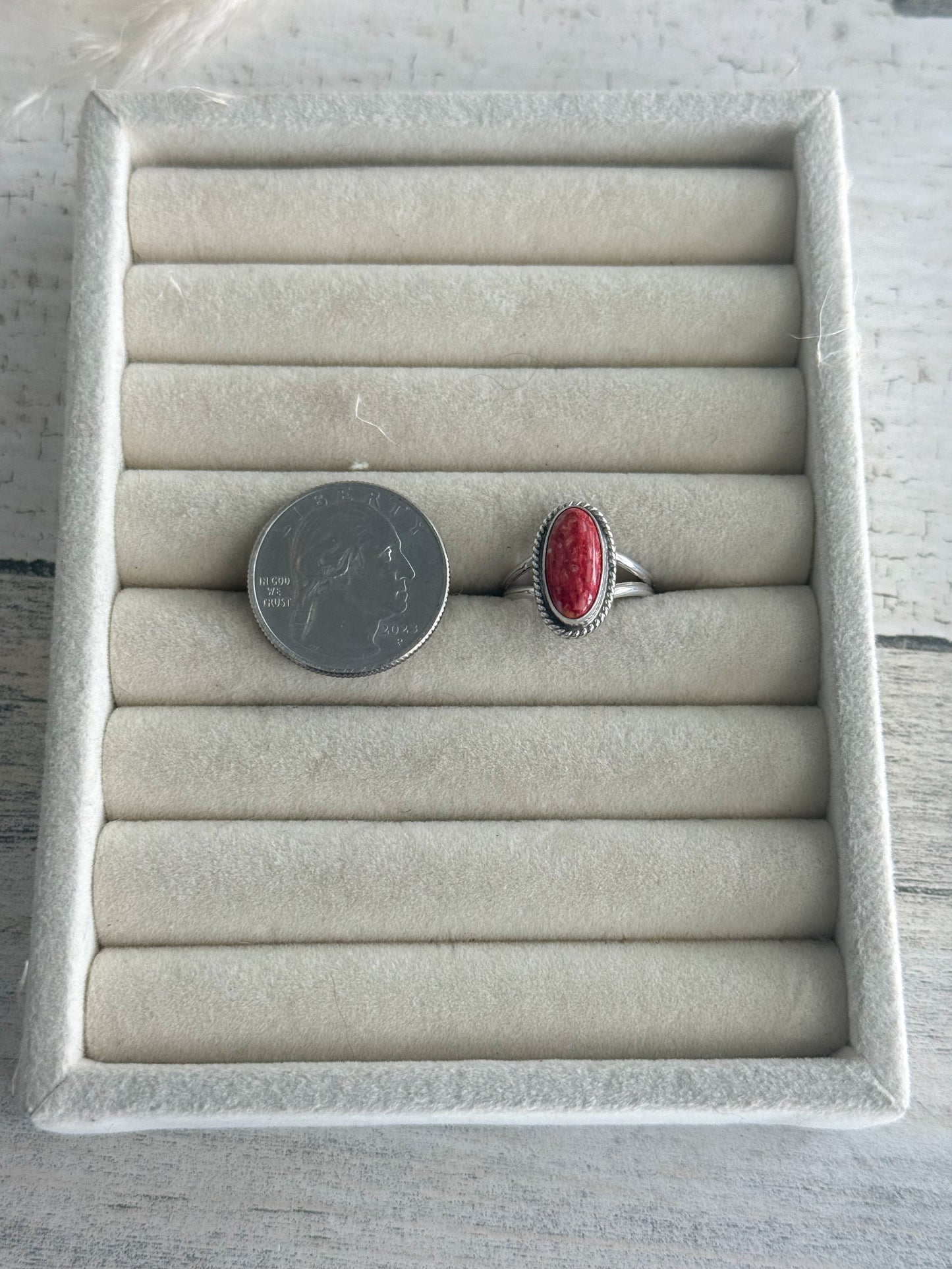 Native American Red Spiny Ring 7.5