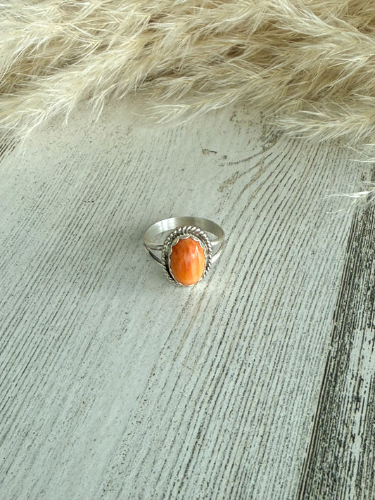 Native American Orange Spiny Ring 7.5