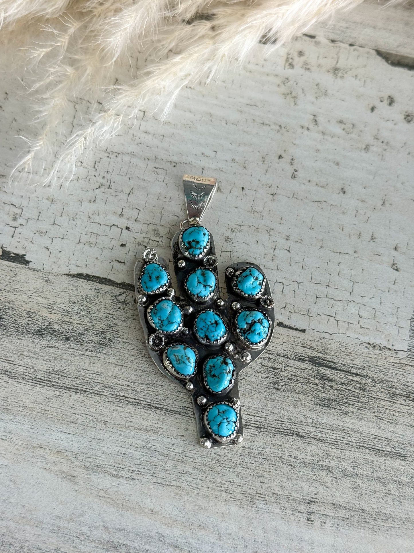 Native American Turquoise Cactus Pendant