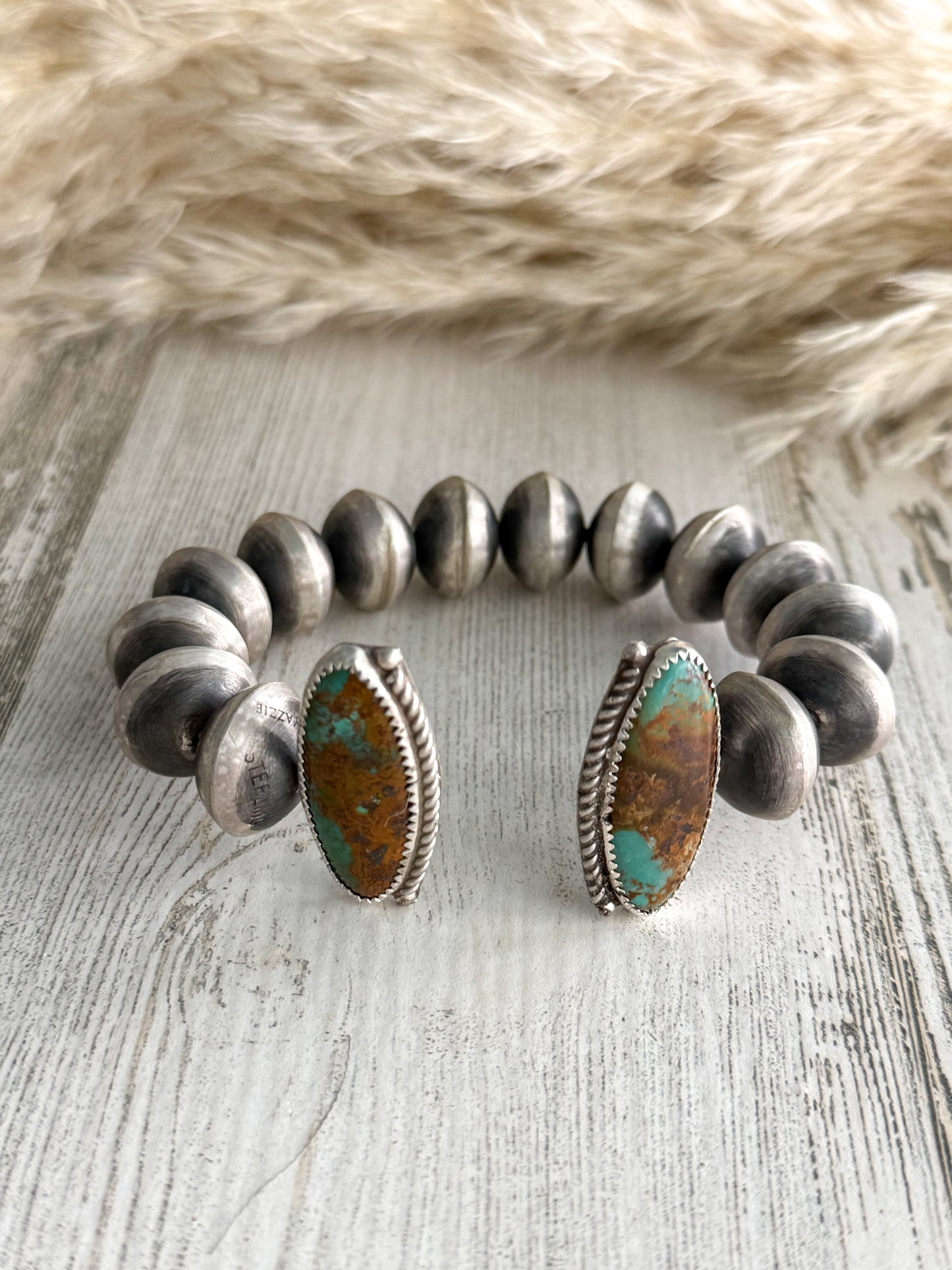 Native American Navajo Pearl & Royston Turquoise Cuff