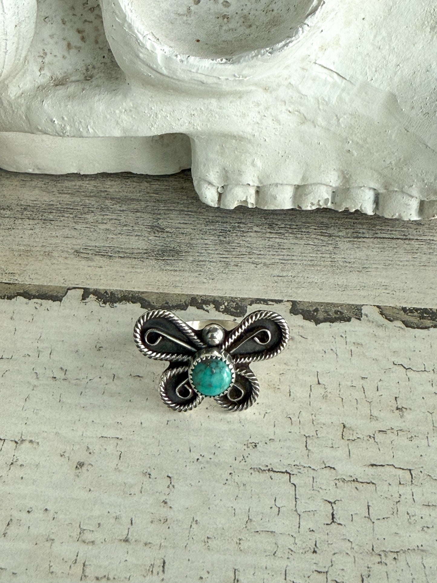 Native American Butterfly Turquoise Ring 9