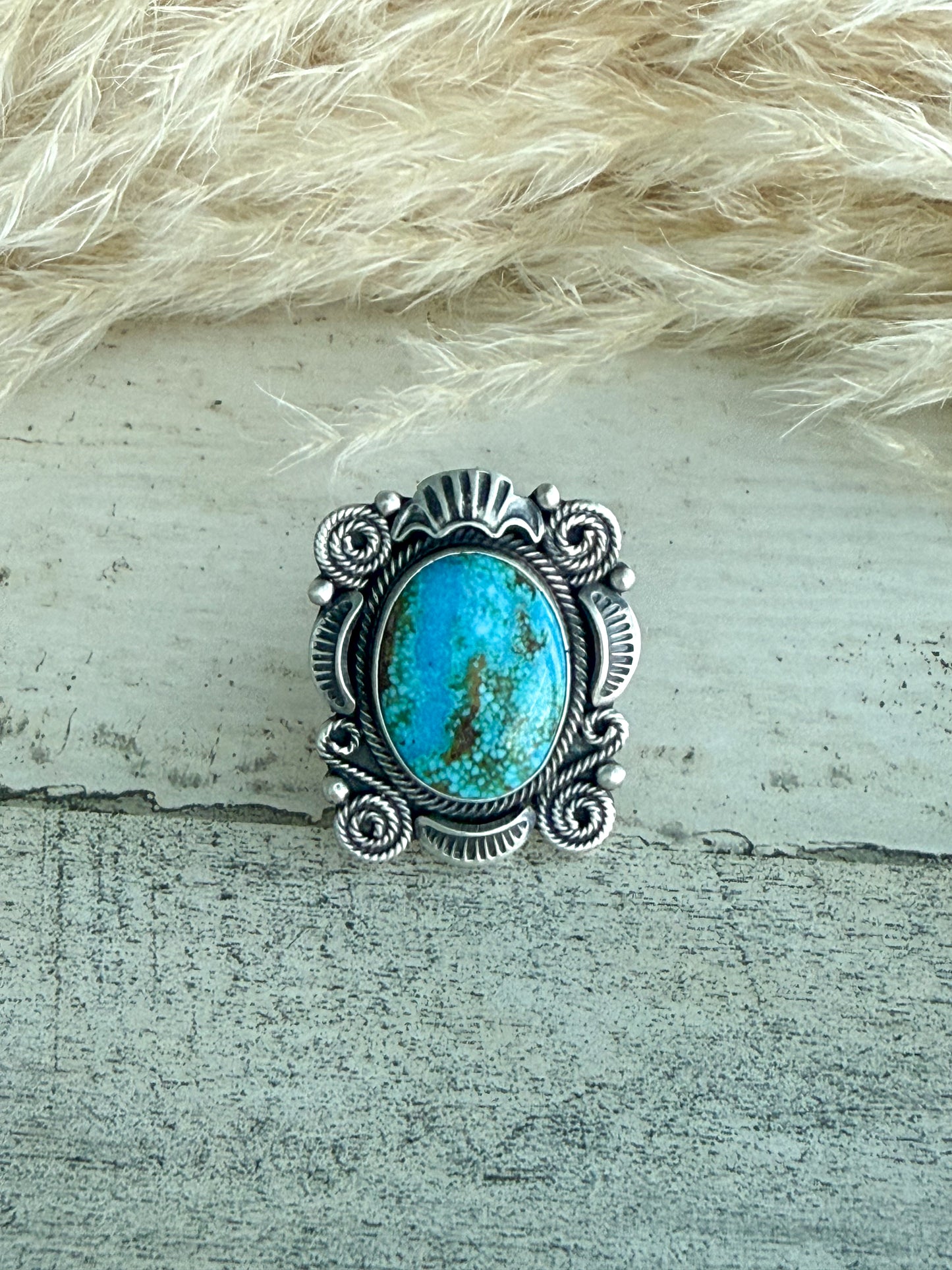 Native American Kingman Turquoise Ring 8