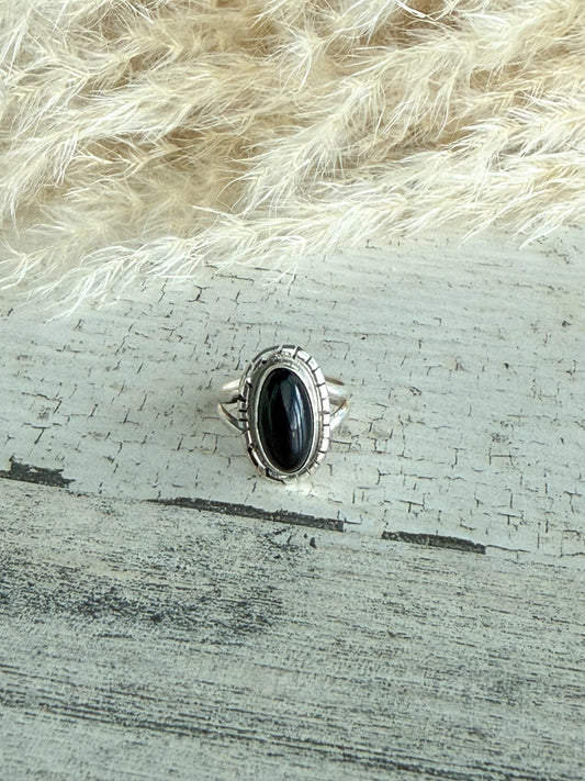 Native American Black Onyx Ring 6.5