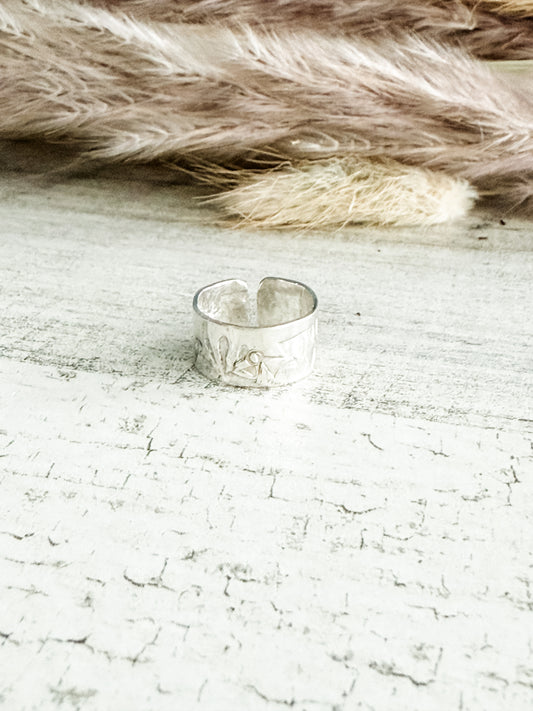 Native American Sterling Stamped Adjustable Toe/Pinky Tip Ring