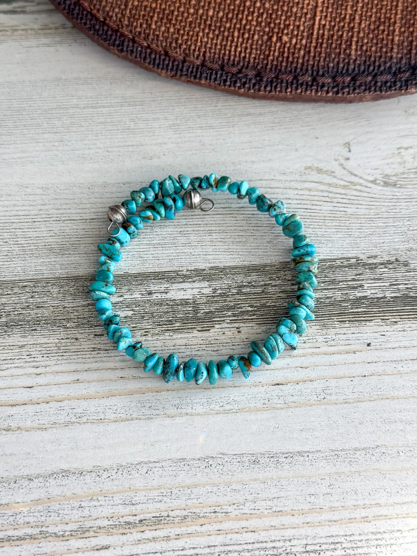 Native American Turquoise Nugget Memory Wire Bracelet