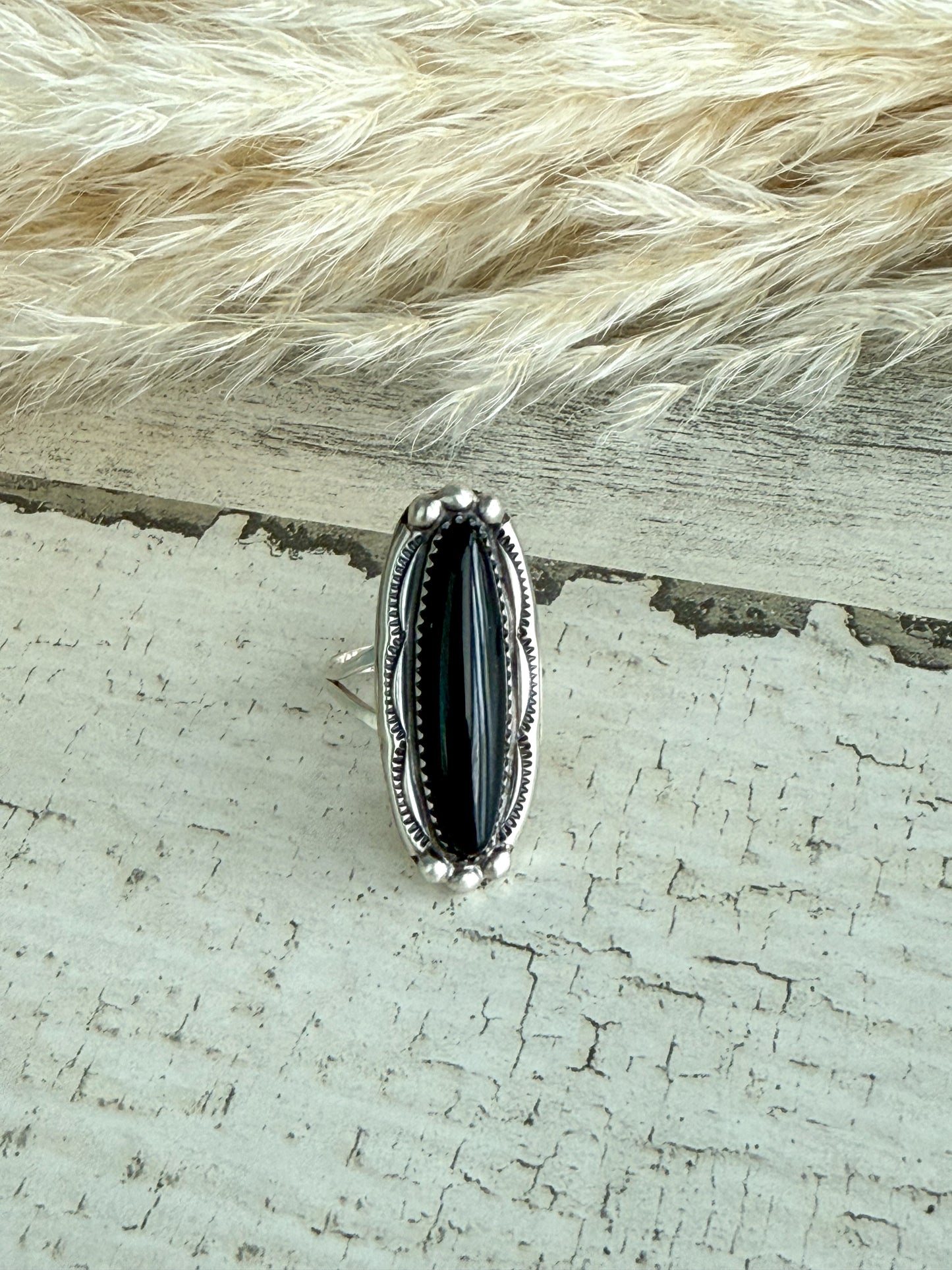 Native American Black Onyx Ring 9.5