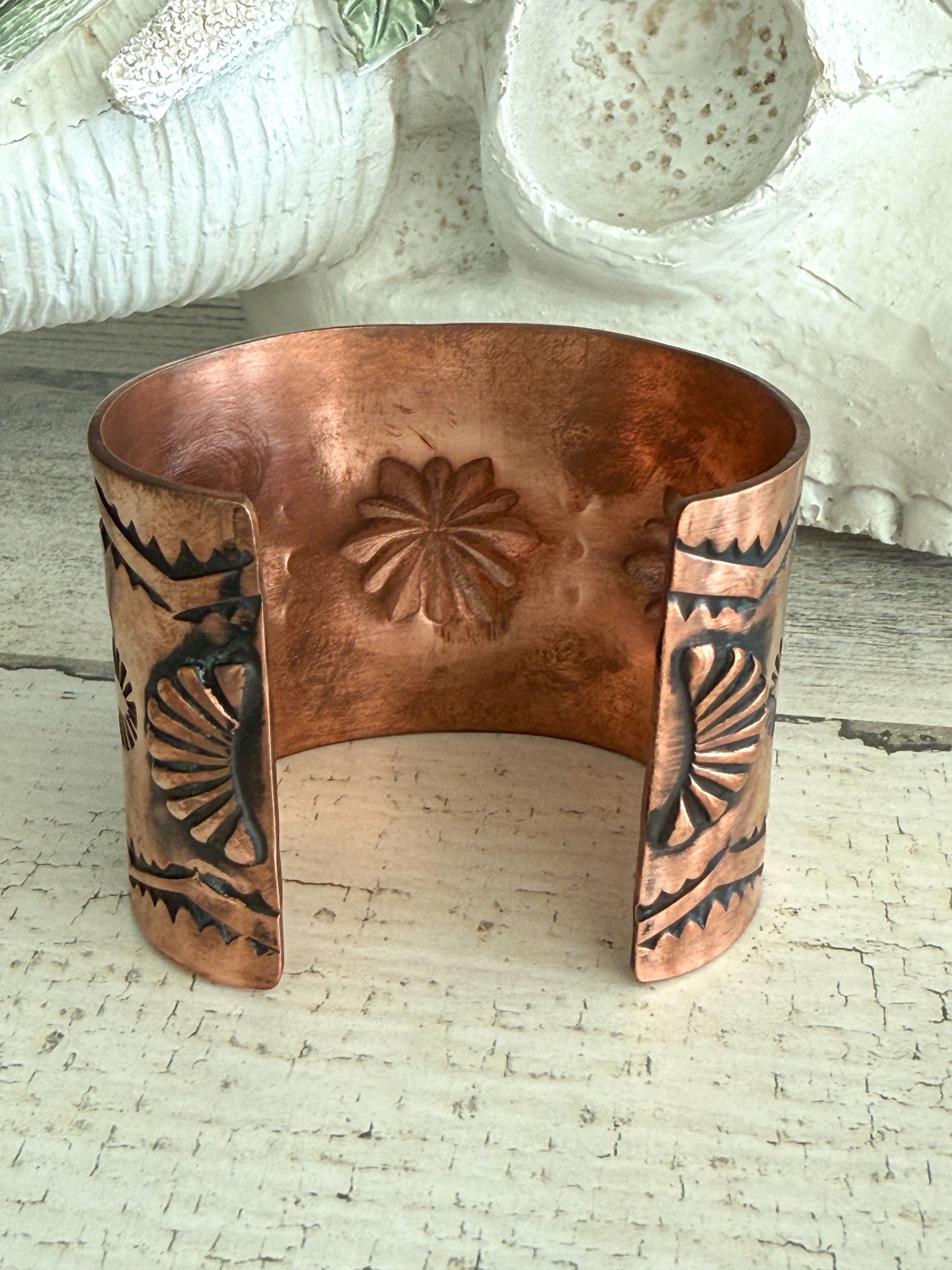 Native American Copper Stamped Cuff 7-1/8"