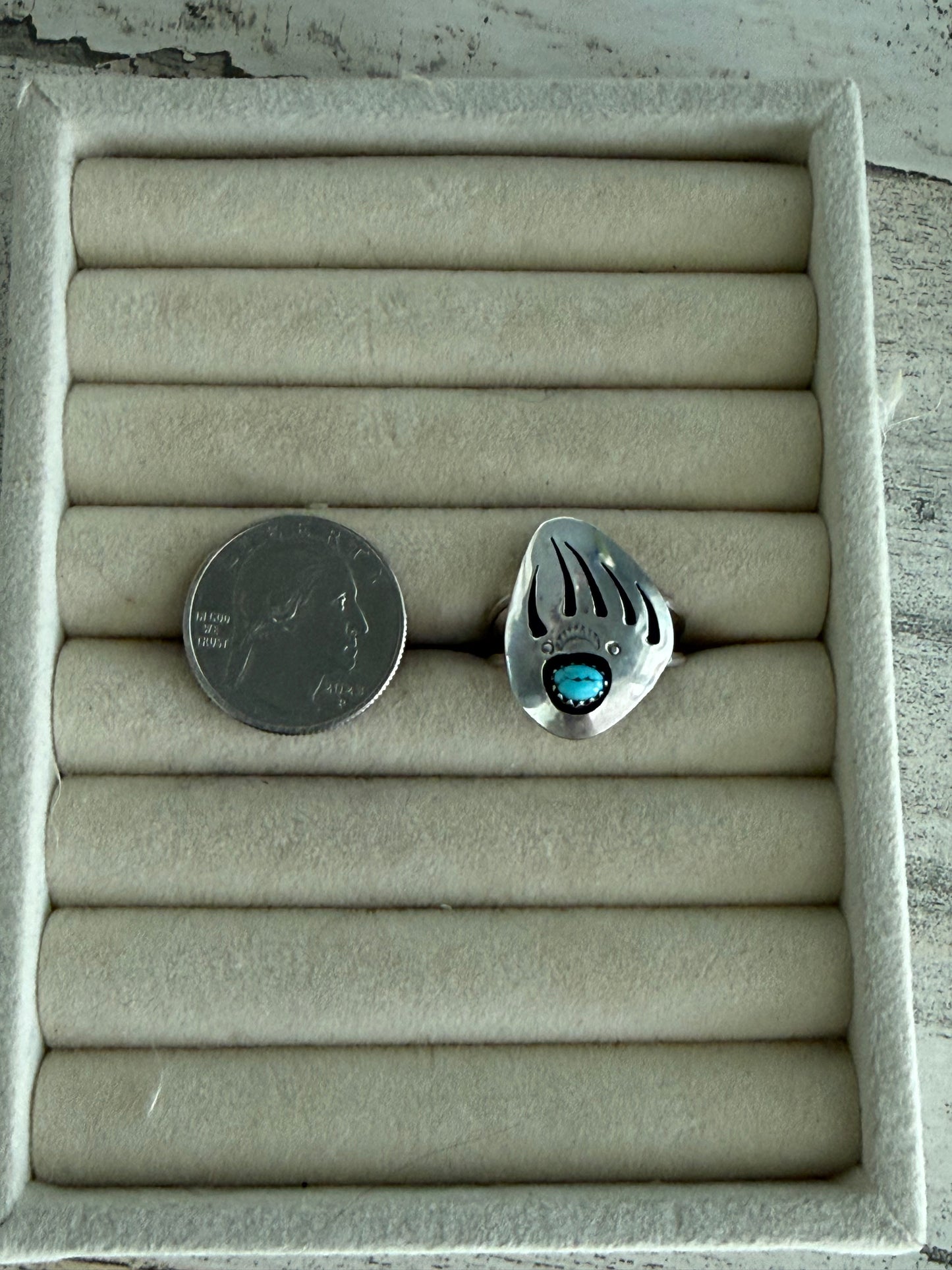 Native American Turquoise Badger Paw Ring 10