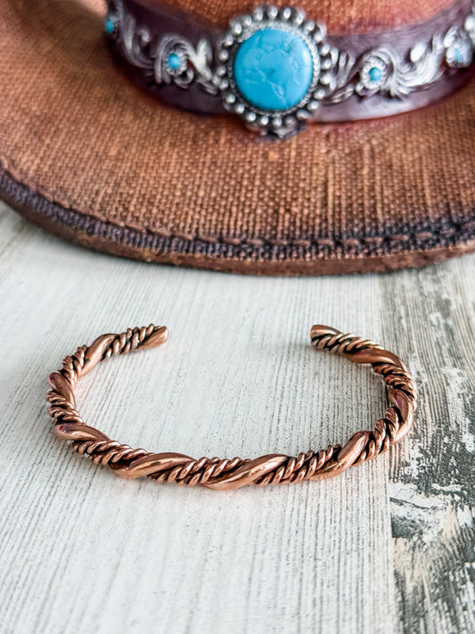Native American Copper Twist Bracelet 6.75"