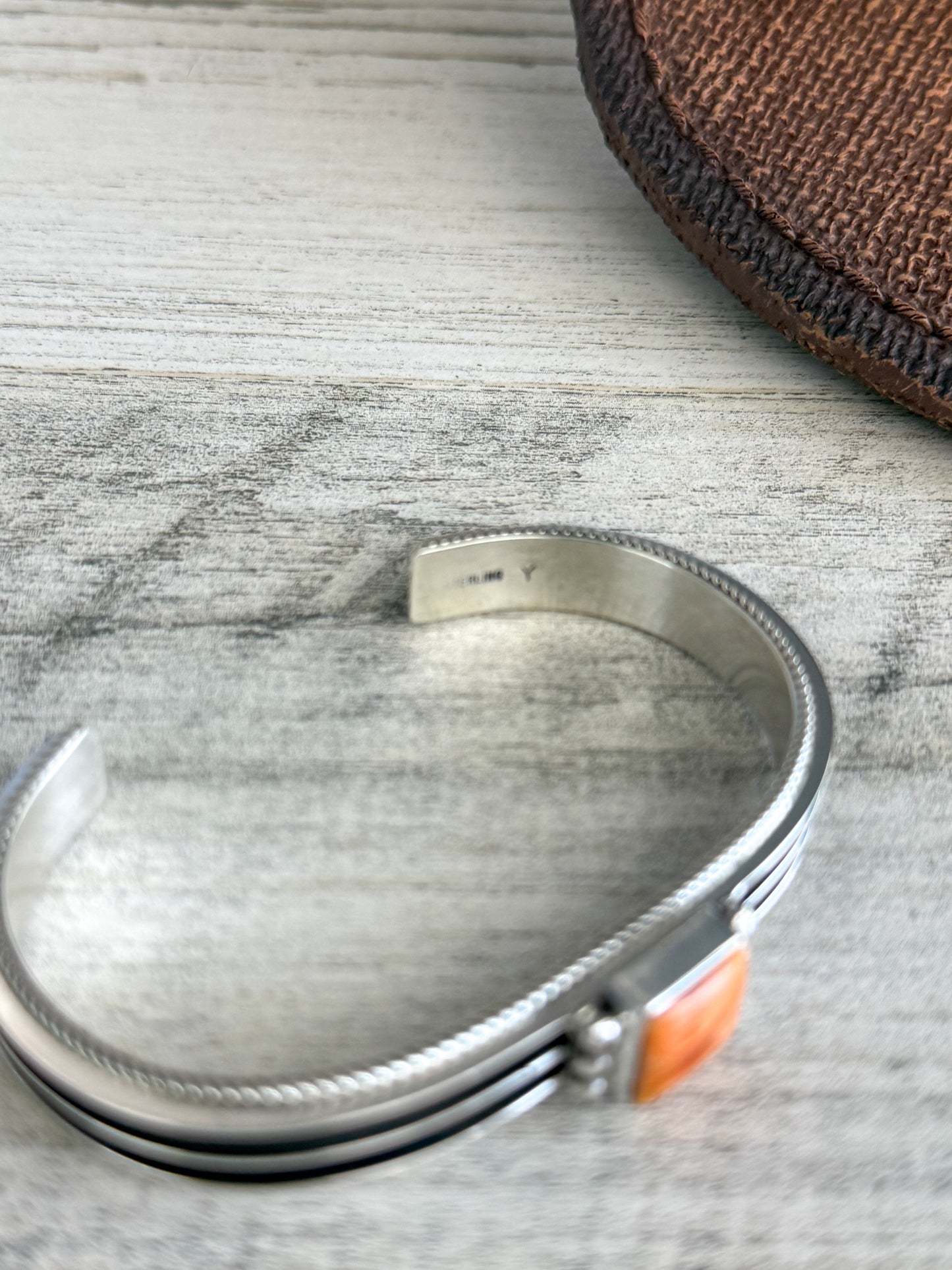 Native American Orange Spiny Sterling Cuff 6.75"