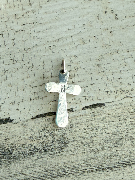 Native American Sterling Turquoise Cross Pendant