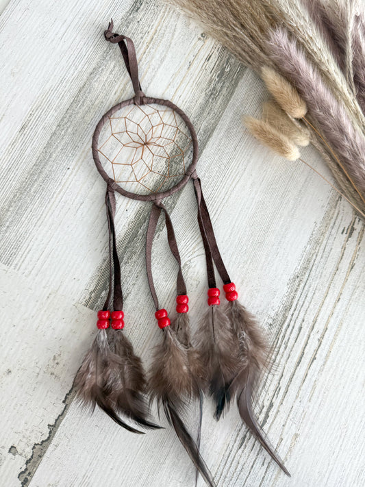 Native American 3" Dreamcatcher Gray/Brown