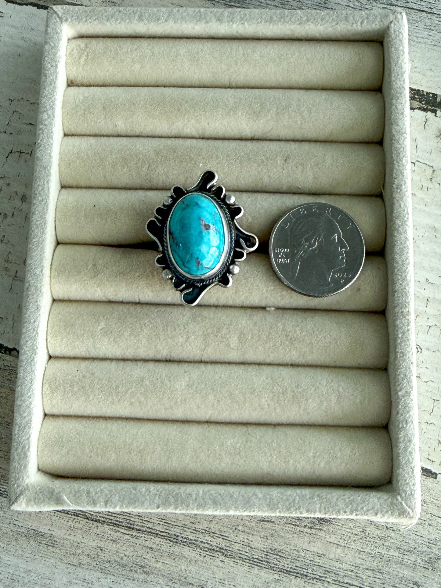 Native American Fox Turquoise Adjustable Ring
