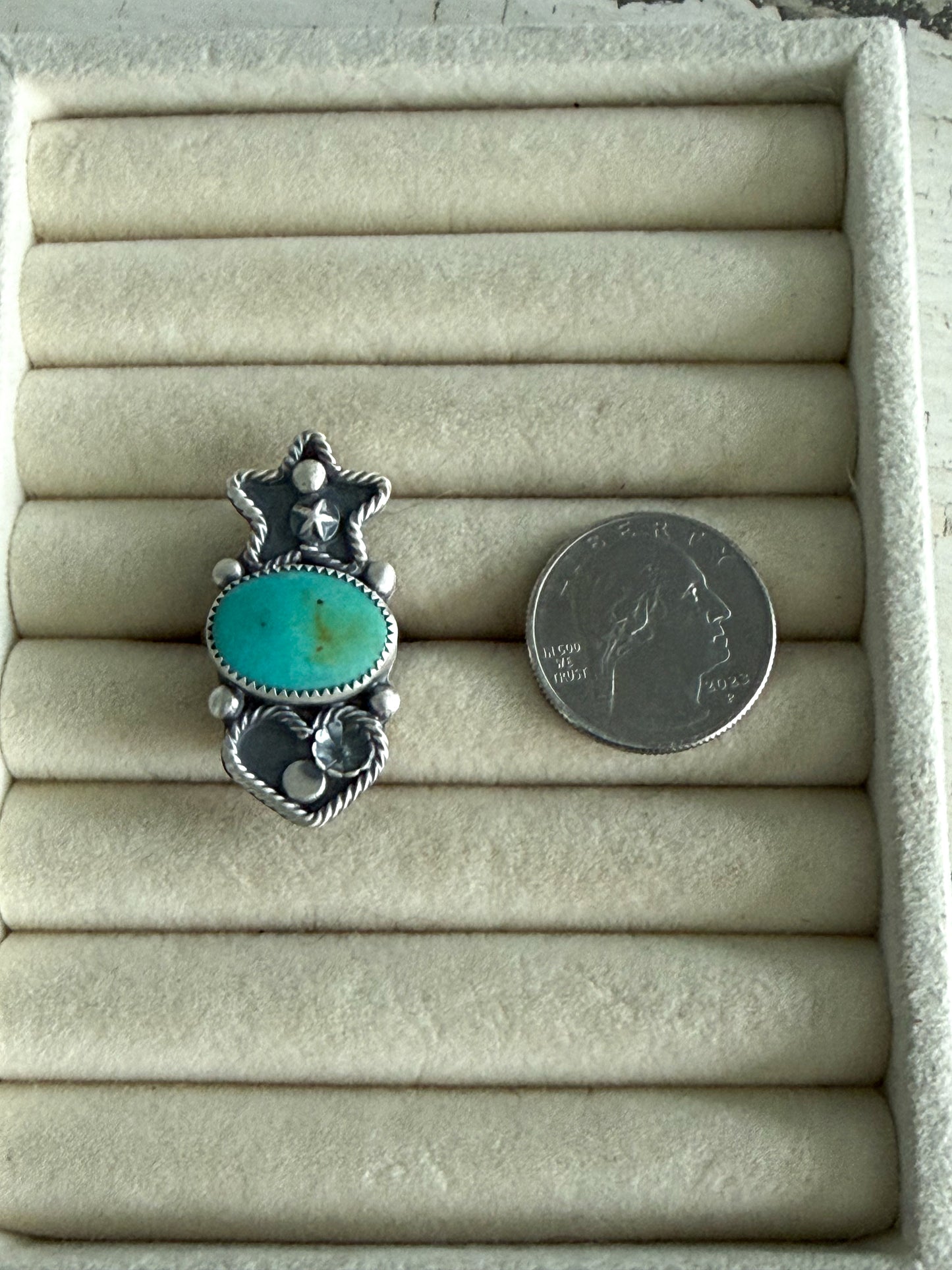 Native American Heart & Star Ring 7.5