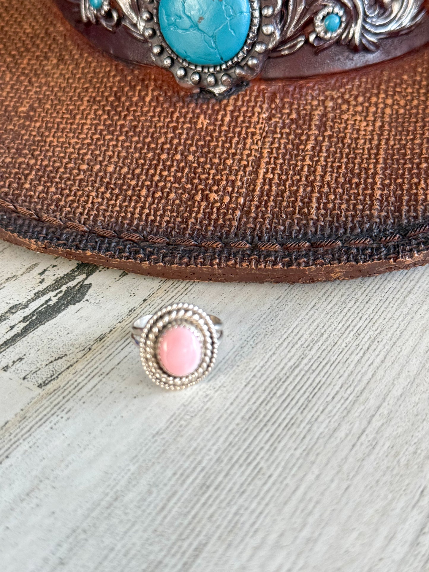 Native American Pink Conch Ring 6.5